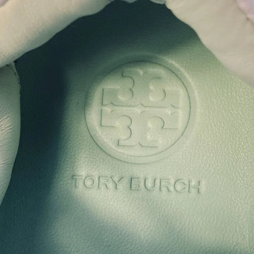 Tory Burch Mint Green & White Leather & Suede Sneakers Womens Size 7.5M - Picture 4 of 13